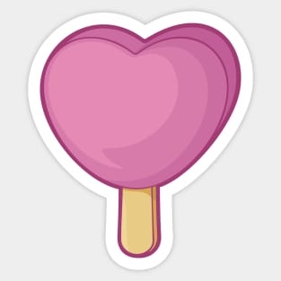 Heart Shaped Pink Ice Cream Stick Sticker